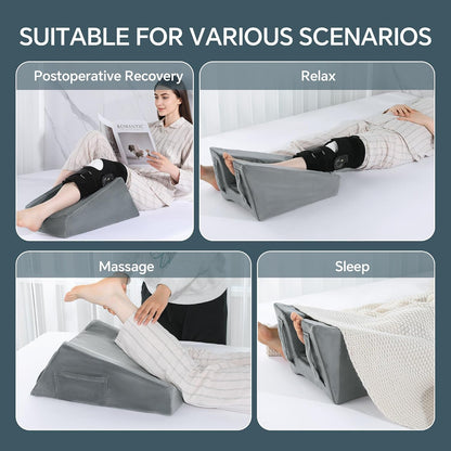 ROYALAY Knee Replacement Recovery Aids with Pockets, Knee Elevation Pillow Post Surgery with Handles, Leg Elevation Support After Hip Ankle Foot Surgery