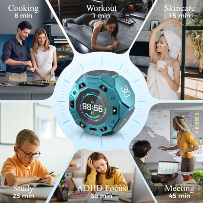 TIMARO Flip Pomodoro Timer with 3/5/10/25/30 Min Presets | Magnetic Productivity Timer with Custom Countdown & Stopwatch, Visual Focus clock for Study, Work, ADHD & Kitchen