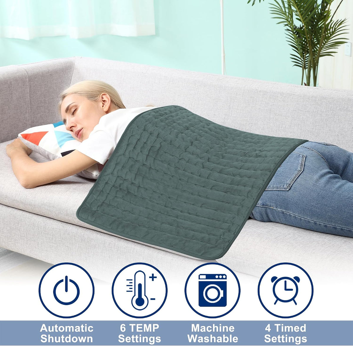 Electric Heating pad for Back Neck Shoulder Knee Arms Legs- Electric Heat Pads with 6 Heat Settings & Auto Shut Off Heat Heating Pad for Birthday Mother Father Girl Men Women
