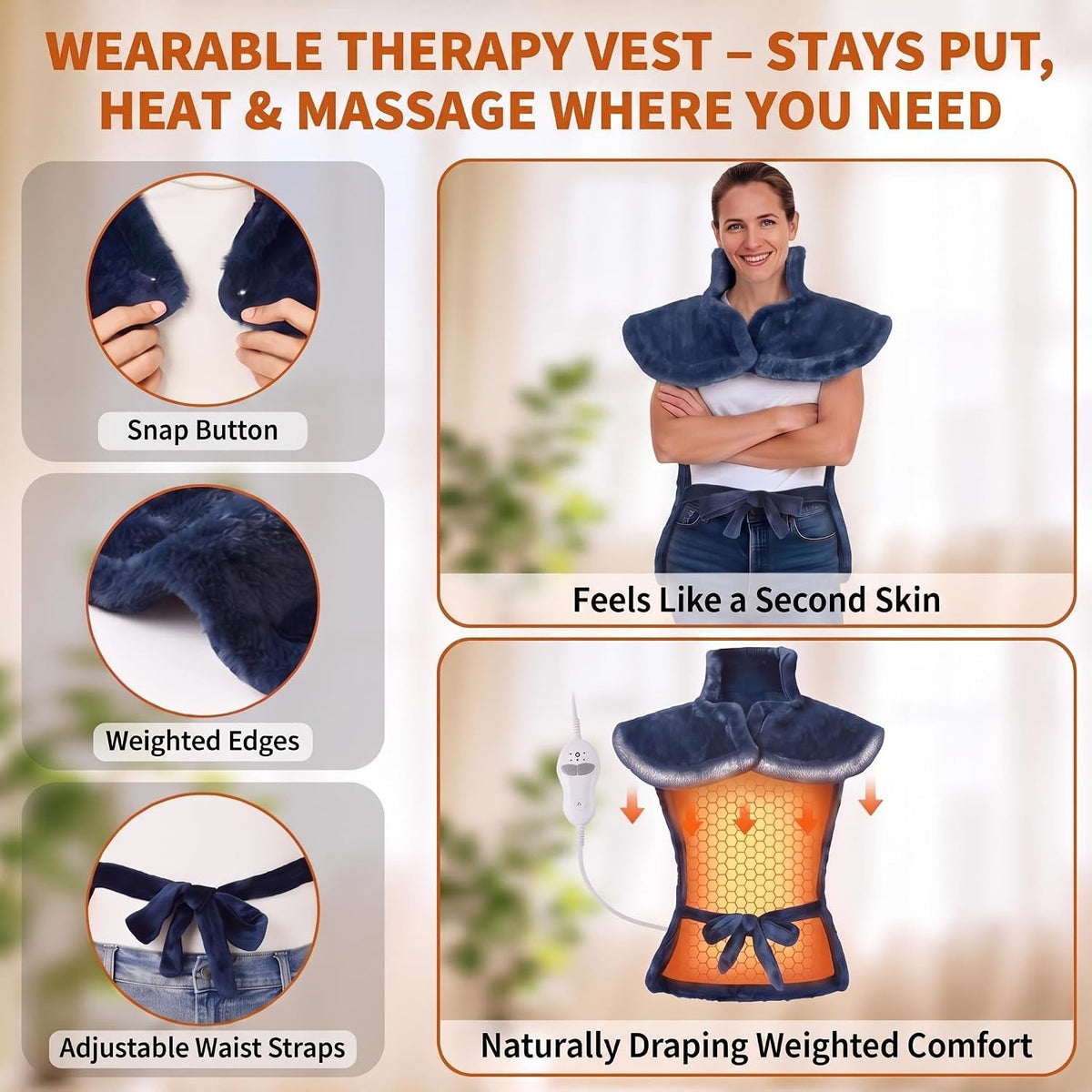 Massaging Heating Pad for Neck and Shoulders and Back, Gifts for Mom Dad