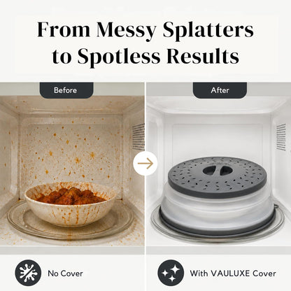 10.5" Collapsible 2-in-1 Silicone Microwave Splatter Cover, Foldable, Grey