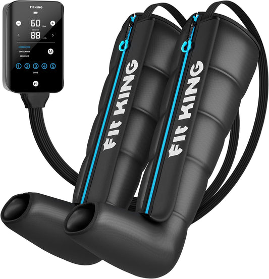 FIT KING Air Compression Recovery System, Cordless 5-Zone Leg Massager | Recovery Boots with 5 Chambers, Customized Zone Massage Optional, FSA-HSA (Large)