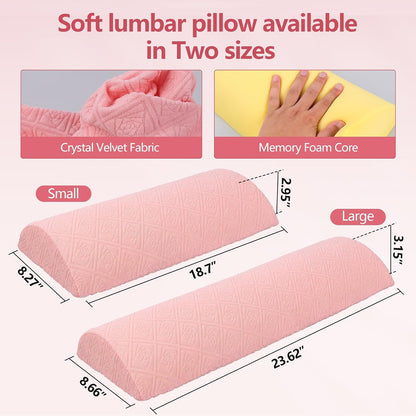 Cozyhealth - 2.95" H*18.7" L - Soft Small Lumbar Pillow for Sleeping, Memory Foam Back Lumbar Support Cushion for Lower Back Pain Relief Bed Waist Sleep Support Pillow for Side, Back (White, Small)