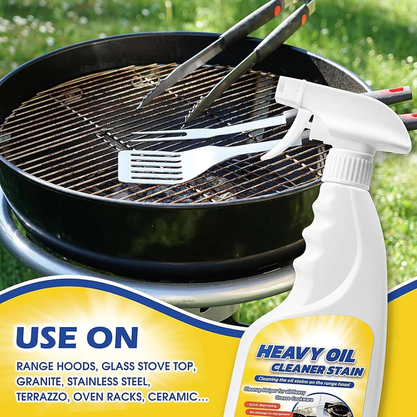 Heavy Oil Cleaner Stain, Multi-Purpose Cleane- 500ml Effective Multi-Purpose Cleaner, Heavy Oil Cleane with Spray Nozzle Spray & Towel for Kitchen, Household, Oven, Stove, Range Hood, Sink