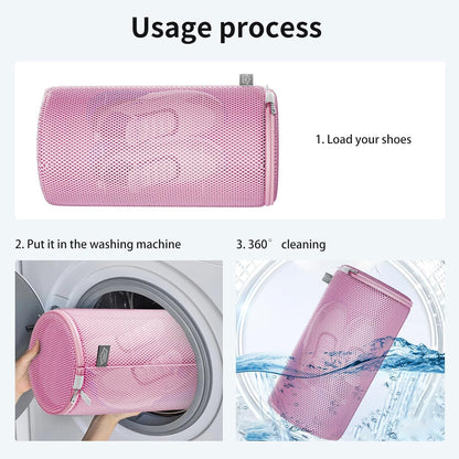 Shoe Washing Machine Bag, Laundry Bag for Sneakers, Orange, 7x15 | Bag to Wash Shoes in Washer and Dryer, for Tennis, Footwear, Trainers, Slippers, Prevent Tangling, Honeycomb Mesh