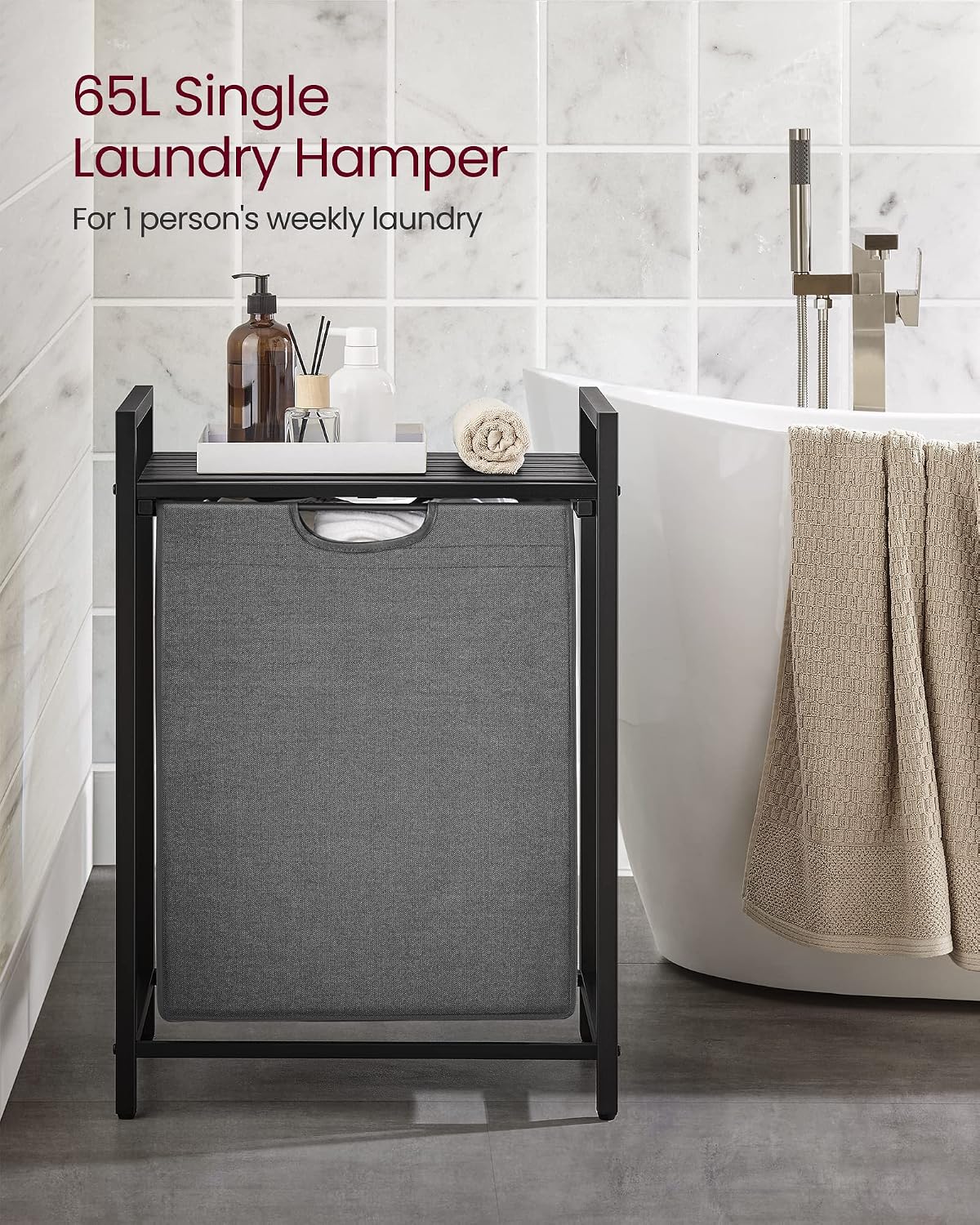 VASAGLE Laundry Hamper, Laundry Basket Sorter with 3 Pull-Out and Removable Bags, Shelf, Metal Frame, 3 x 10.6 Gallons (40 L), 36.4 x 13 x 28.4 Inches, Cappuccino Beige and Natural Beige UBLH301LH01