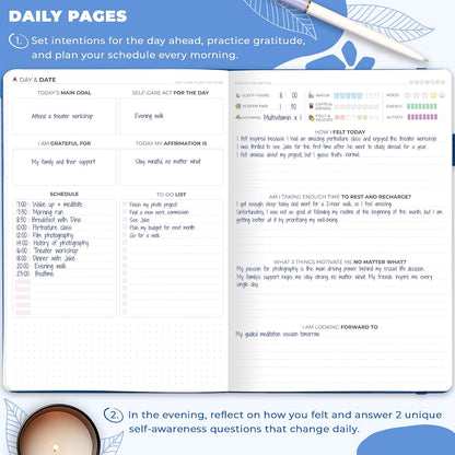 Clever Fox Self-Care Journal for Women, Daily Planner 5.8x8.3 Aquamarine | 3-month mental health journal, habit tracker, wellness journaling supplies for women & teen girls, gratitude & mood log