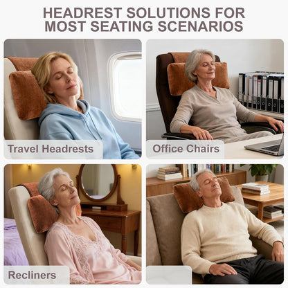Chenille Neck Pillow for Sofa - Adjustable Headrest, Non-Slip Neck Support Cushion for Pain Relief, Comfortable Chair Pillow, Gray