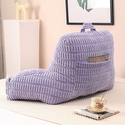 Reading Pillow with Arms for Sitting in Bed,Backrest,White Flannel,M | 17" Backrest Supports Back for College Students,Elbows & Forearms for Dorm Reading,Gaming,Watching TV