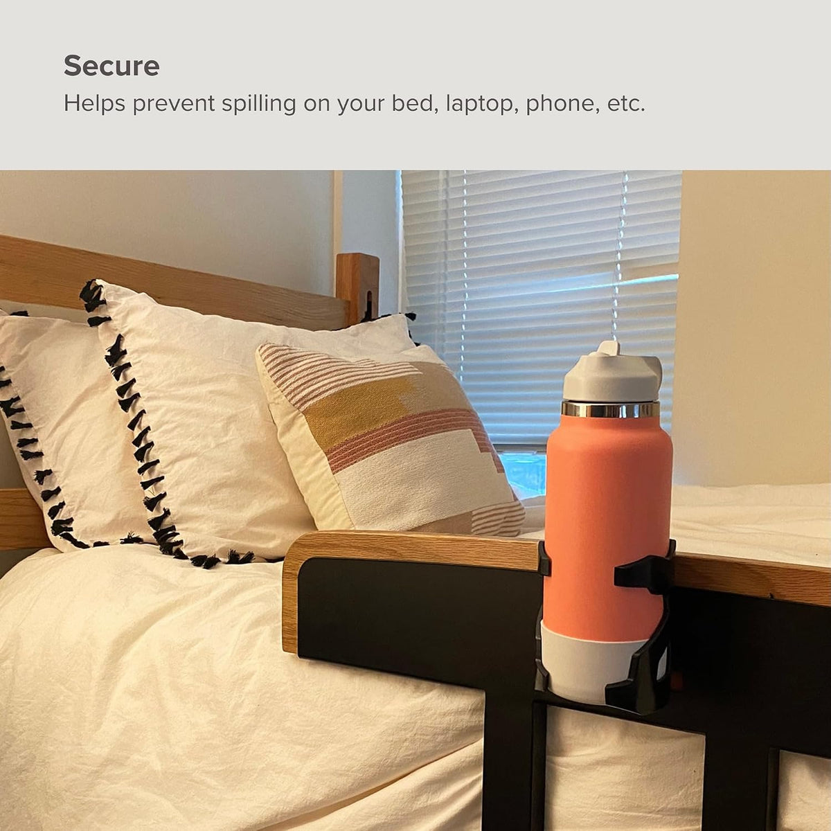 BedBev Cup Holder, Drink Holder, Bottle Holder Attachment for Beds, Bunk Bed Accessories, Lofted Beds and Cribs, Black