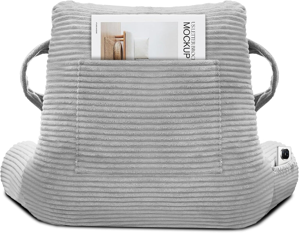 Reading Pillow for Sitting in Bed Adult, Memory Foam, Pockets