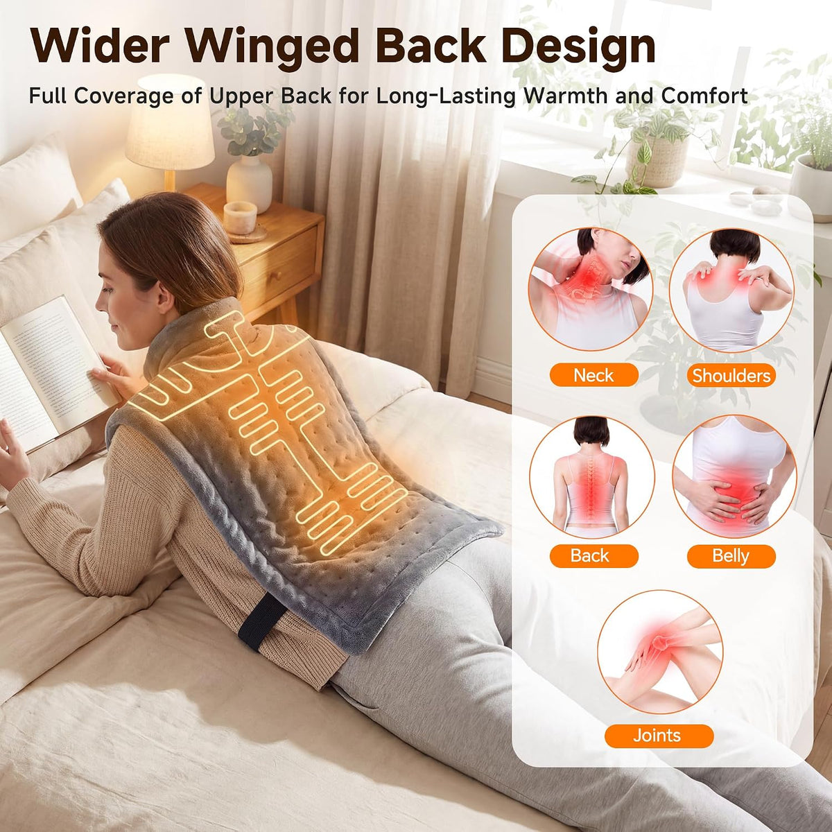 Portable Cordless Heating Pad for Neck and Shoulders Back, 15000mAh Battery