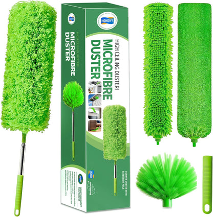 Cobweb Duster with Extension Pole,Cleaner Outdoor 110" Telescoping Extended Sspider Brush, Dusting Kit,Long Handle Reach for High Ceilings and Fans,Microfiber Webster Remover Tools Feather Dusters