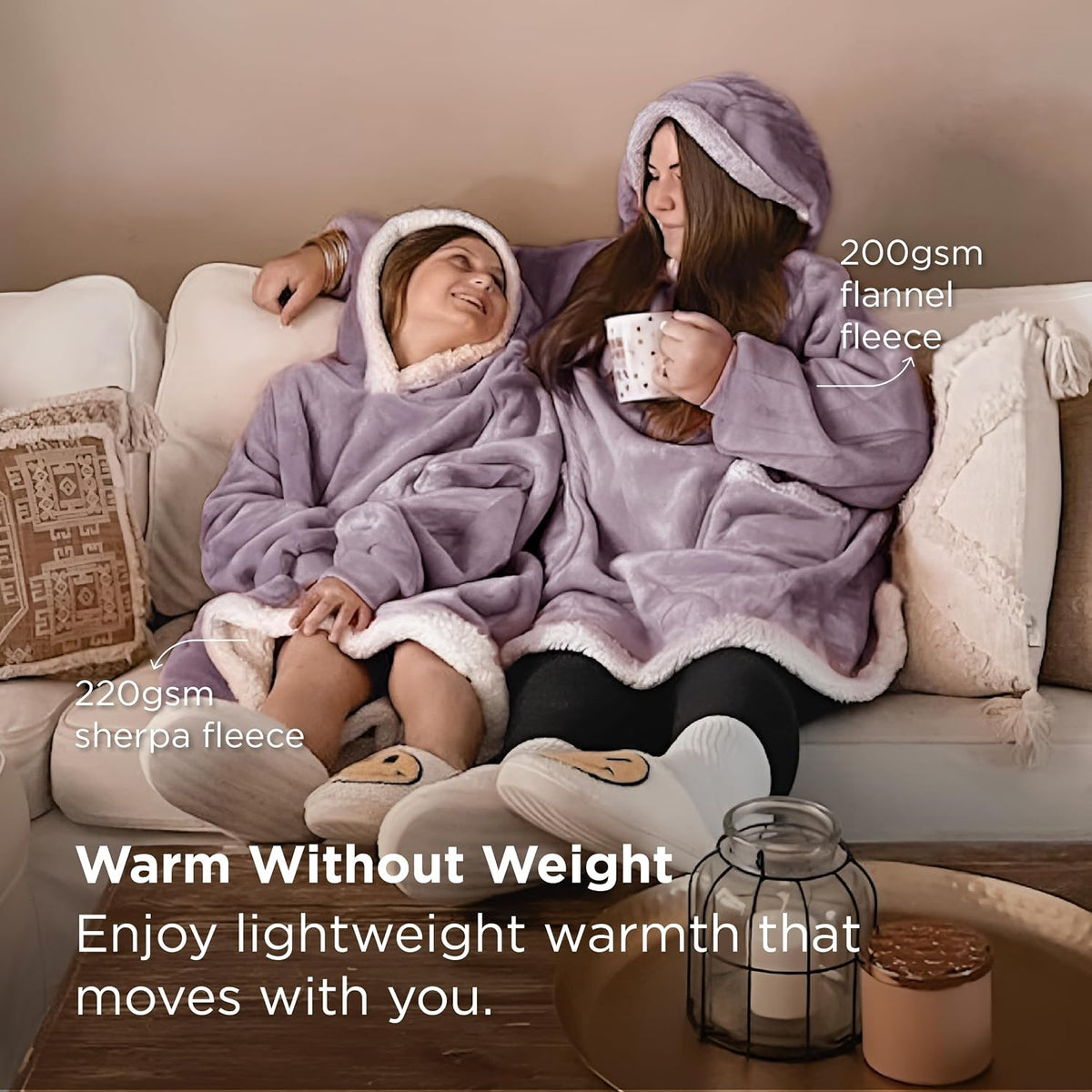 Bedsure Wearable Blanket Sherpa Hoodie Gifts, Sweatshirt, Grey, Standard