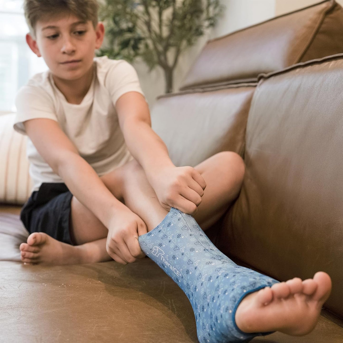 TheraICE Ankle Ice Pack Wrap, Achilles Tendonitis Brace, Plantar Fasciitis | Cold Therapy Compression Sleeve, Sock-Style Slip-On Fit for Women and Men, Eases Sprains, Swelling, Sore Feet and Heel