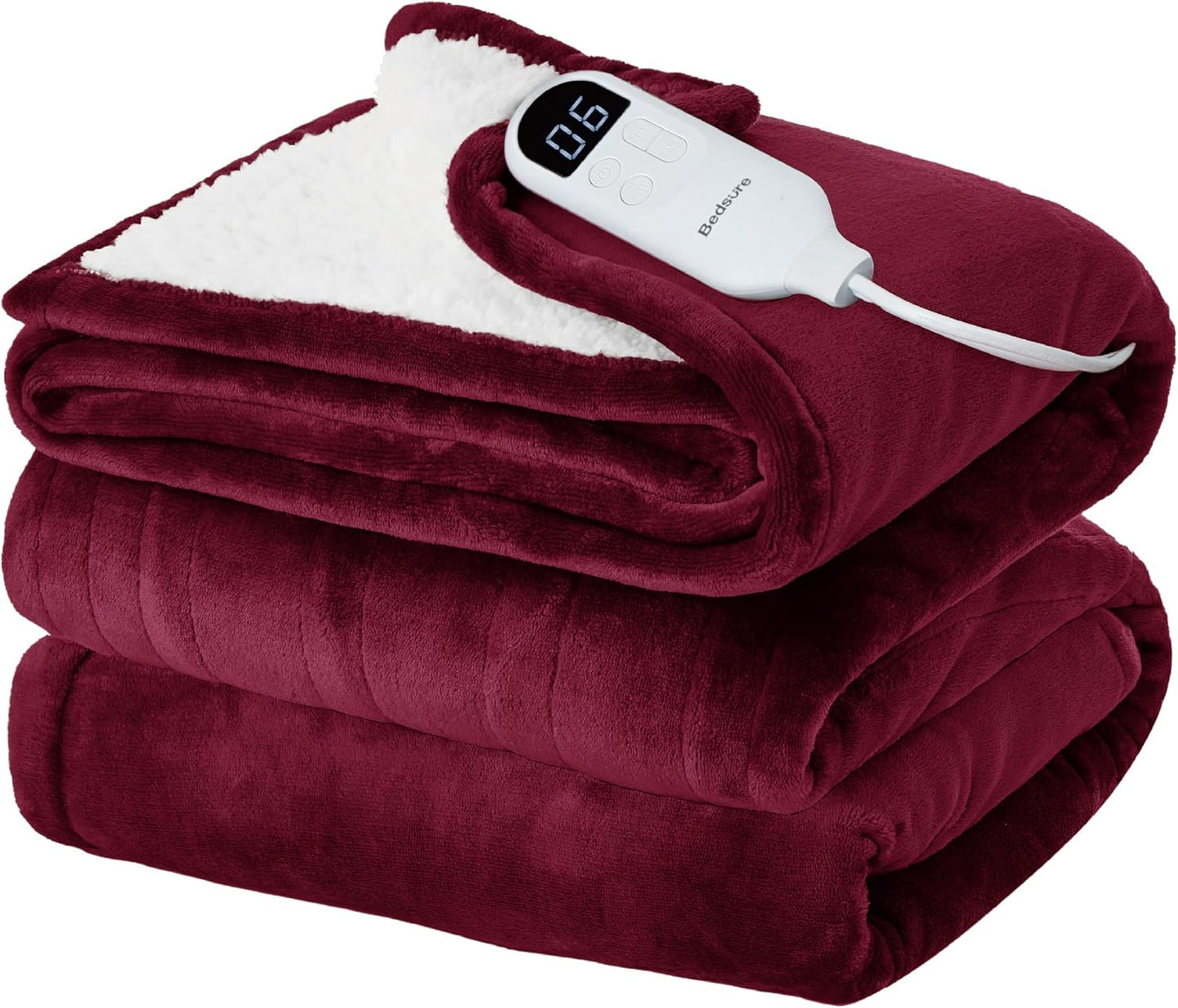 Bedsure Heated Blanket Throw Blanket with Preheat Function - Fast Heating Electric Blanket, Soft Flannel Throw with 6 Time Settings(Up to 10H), 6 Heating Settings, Gifts for Grandma (50"x60", Grey)