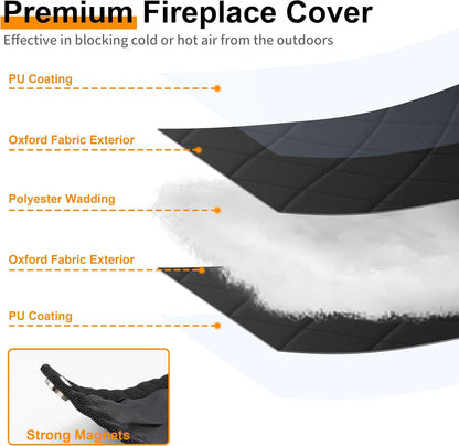 MyLifeUNIT Magnetic Fireplace Cover, 36" x 30" Fireplace Draft Stopper | Strong magnetic seal, durable oxford fabric, Blocks drafts & heat loss, year-round energy saving
