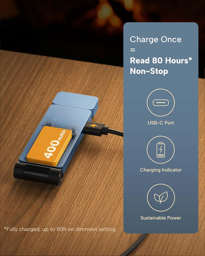 86lux Book Light, Rechargeable Clip-On LED Reading Light for Bed | 3 Color Temperatures with Stepless Dimming, Ultralight Bookmark Design for Book Lovers, Grey