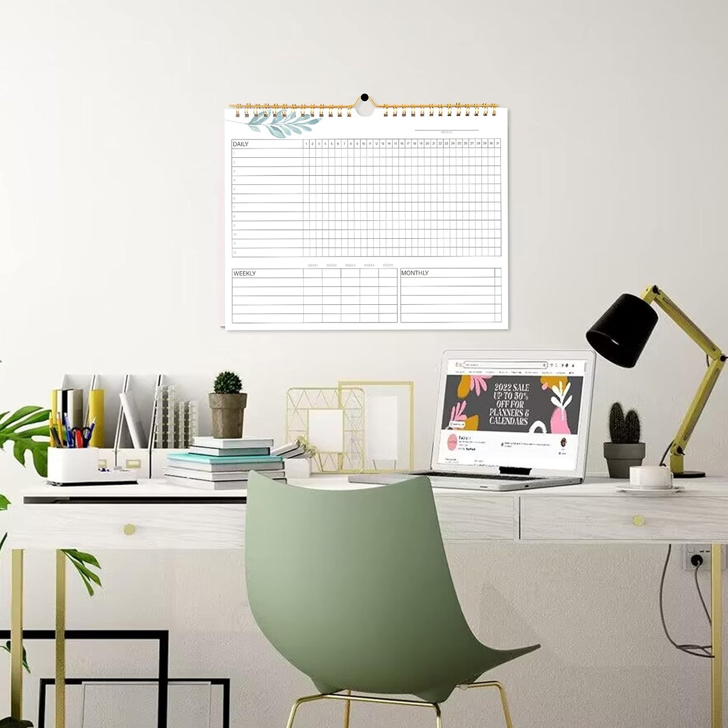 Habit Tracker Calendar- Daily, Weekly & Monthly Habit Tracker Journal | Undated, 12 Months, 7.9"x10", Writable, for Goal Setting, Boost Productivity, Workout Motivation & Self Care Tool