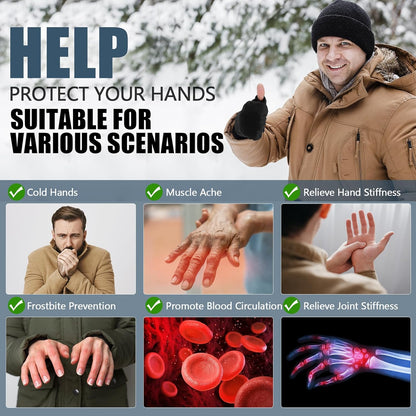 Heated Gloves for Men Women, Rechargeable Full & Half Hands Electric Gloves Heated Fingerless Touchscreen Gloves Heated Winter Hand Warmer for Work Cycling Skiing Outdoor Snow