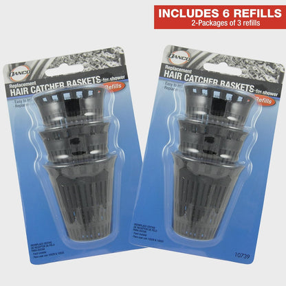 Danco Shower Hair Catcher Baskets, 6-Pack, Black (10739P)