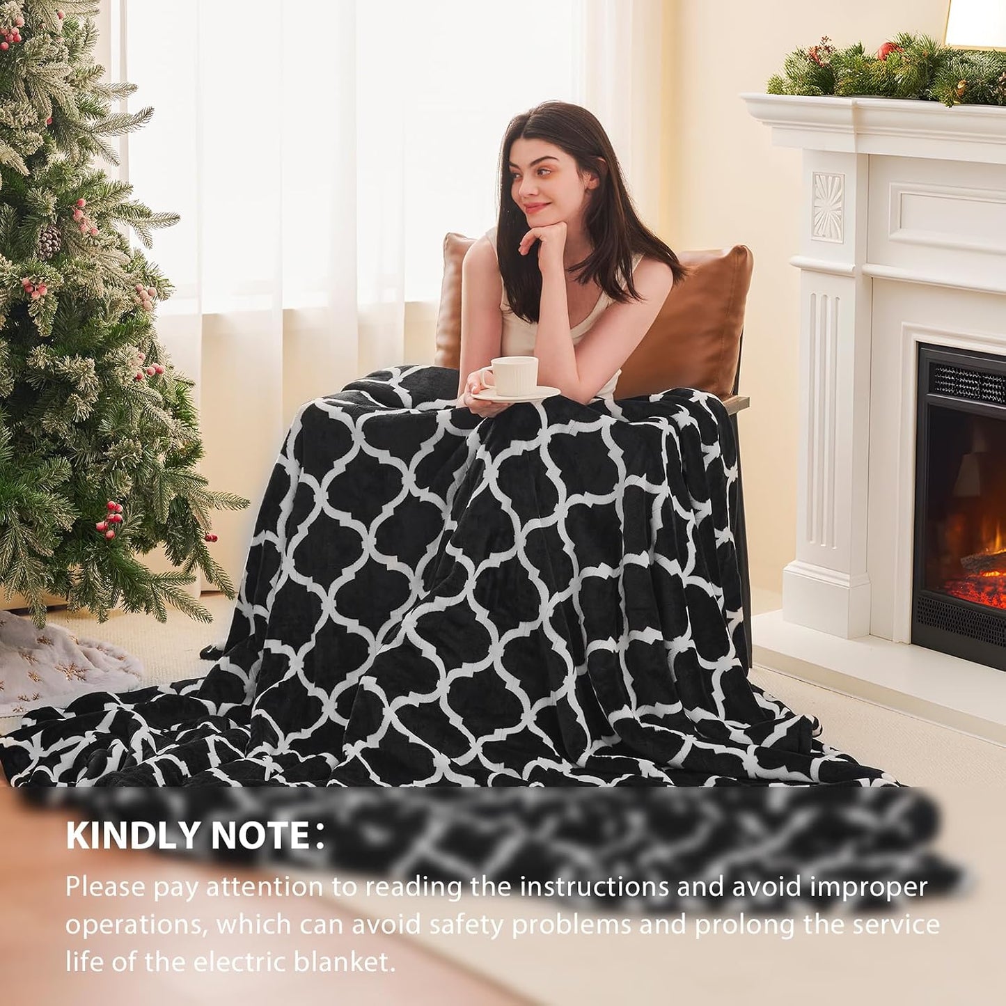 Homemate Heated Blanket Electric Throw - 50“x60“ Heating Blanket with 10 Fast Heat Levels 8 Hours Auto Off Soft Cozy Flannel Over-Heated Protection ETL Certification Keep Warming in Home | Throw with 10 Fast Heat Levels 8 Hours Auto Off Over-Heated