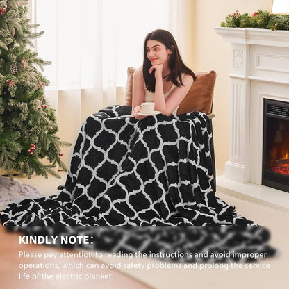 Homemate Heated Blanket Electric Throw - 50“x60“ Heating Blanket with 10 Fast Heat Levels 8 Hours Auto Off Soft Cozy Flannel Over-Heated Protection ETL Certification Keep Warming in Home | Throw with 10 Fast Heat Levels 8 Hours Auto Off Over-Heated