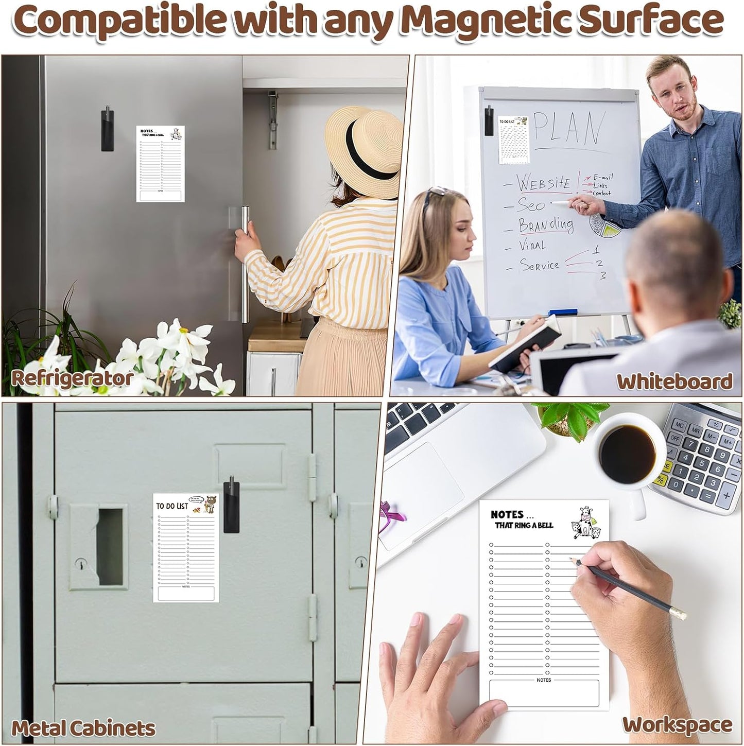 Thboxes 2 Pack Grocery List Magnet Pad for Fridge, 120 Sheets, Pen Holder | 4.5x7.5In Magnetic Grocery List Pad for Fridge, Full Back Shopping Checklist, Notepad for Kitchen, Home Office, Parents, Kids