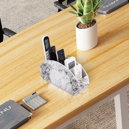Remote Control Holders Organizer Box with 5 Compartment PU Leather Caddy | Multi-functional Office Desk Storage Caddy Store Tv Remote for Media Player,Brush,Pencil,Glassees&Office Supplies