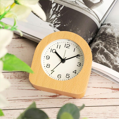 Vintage Solid Wood Analog Alarm Clock, Battery-Operated Alarm Clocks with Non-Disruptive Night Light, Non-Ticking Alarm Clock with Snooze Button and Soft Alarm Tone. (Dark Brown)