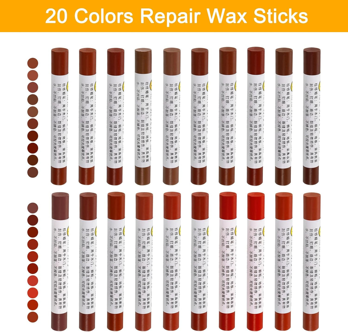 uxcell Furniture Repair Wax Crayons Kit, 20Pcs - Wood Filler Stick, Touch Up Furniture Markers - for Scratches Holes Tables Desks Wooden Floor Laminate Covers, Gray Series