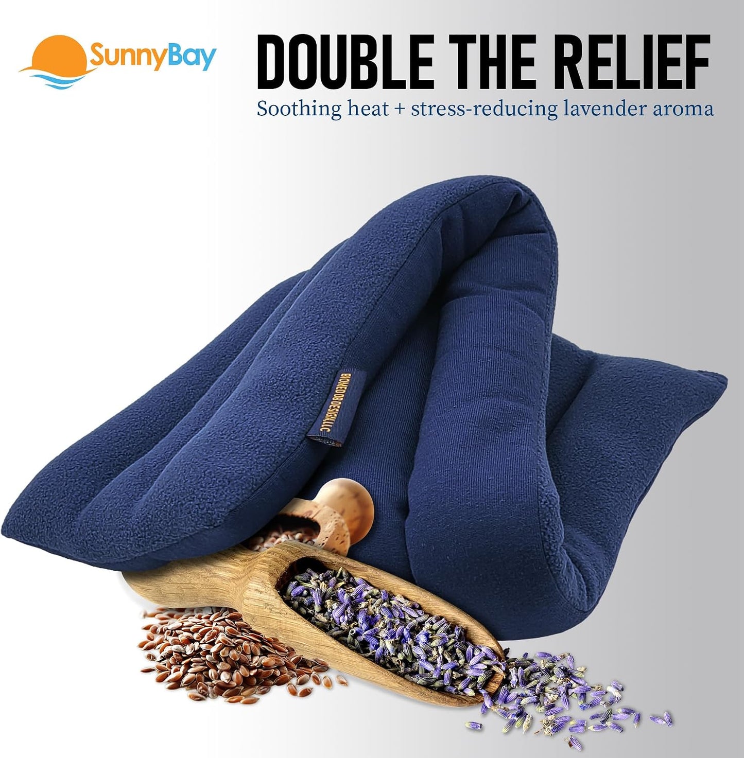 SunnyBay Lavender Microwave Heating Pad, 26" Long Microwavable Neck Wrap & Heat Pack for Moist Hot Therapy, Heated Neck Warmer for Neck, Shoulder & Back Pain Relief, Flaxseed Filling, 26x6, Purple