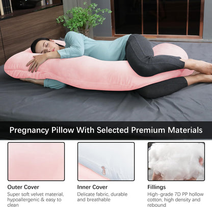 MOON PARK Pregnancy Pillows for Sleeping - 57 Inch U Shaped Full Body Maternity Pillow with Removable Cover - Support for Back, Legs, Belly, Hips - Pregnancy Pillow for Women - Grey