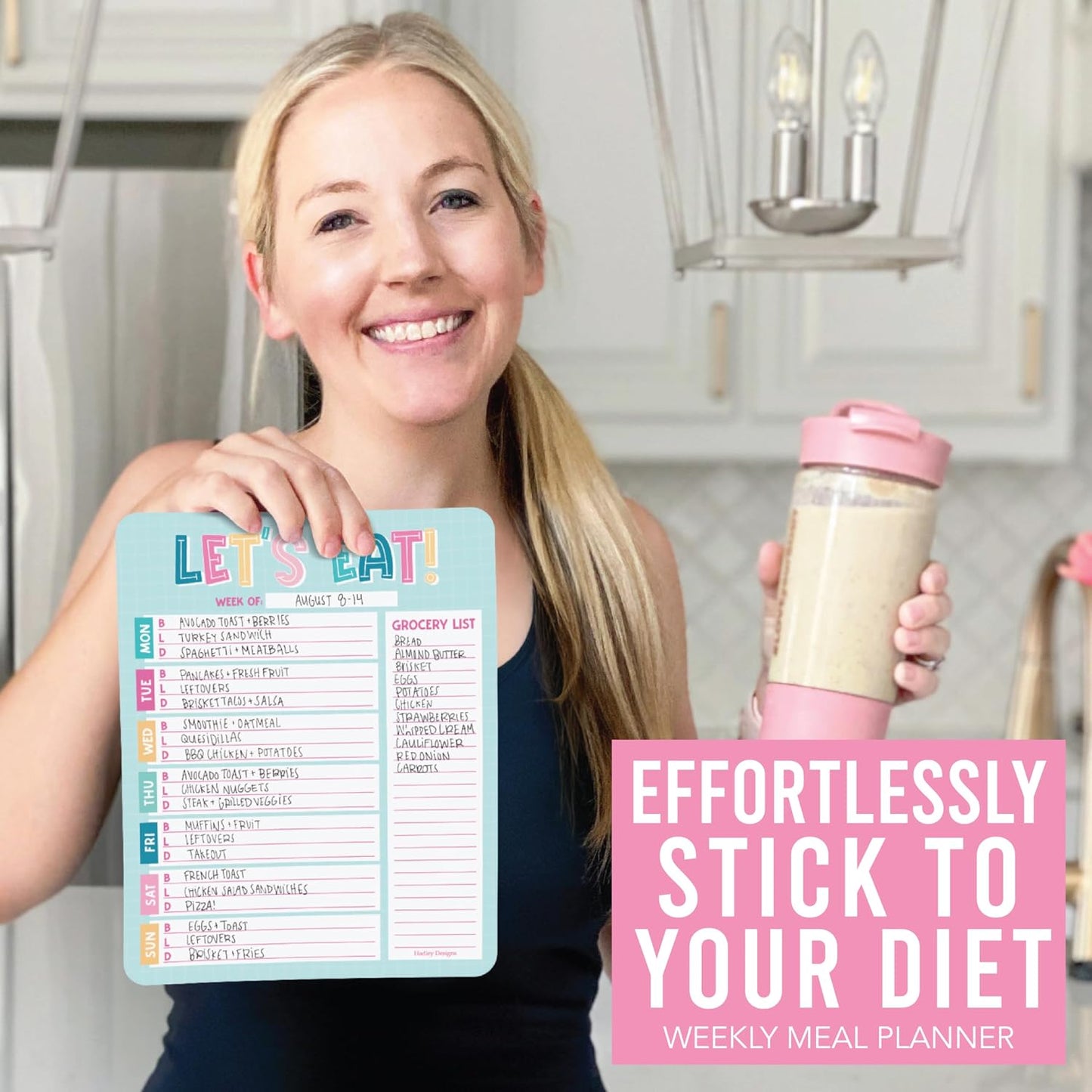 Hadley Designs Weekly Meal Planner for Fridge - Dinner Menu Board for Kitchen, Colorful Weekly Menu Board Dry Erase, Dry Erase Meal Planner for Fridge