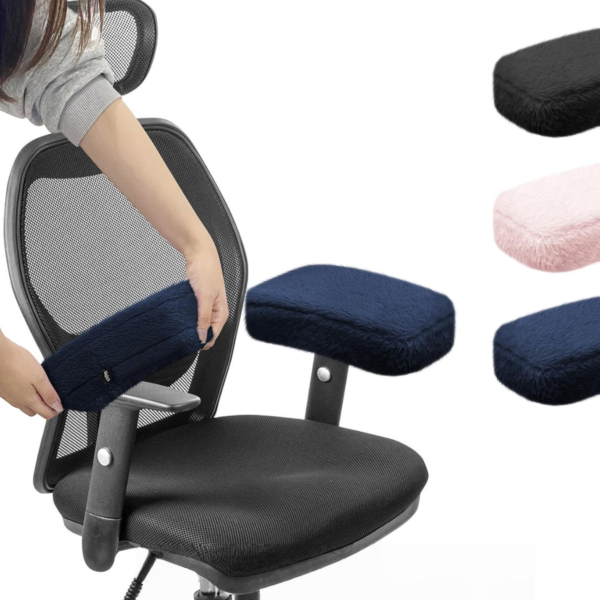 SPRING SEAON Desk & Office Chair Arm Pads Covers Fuzzy Memory Foam Pads