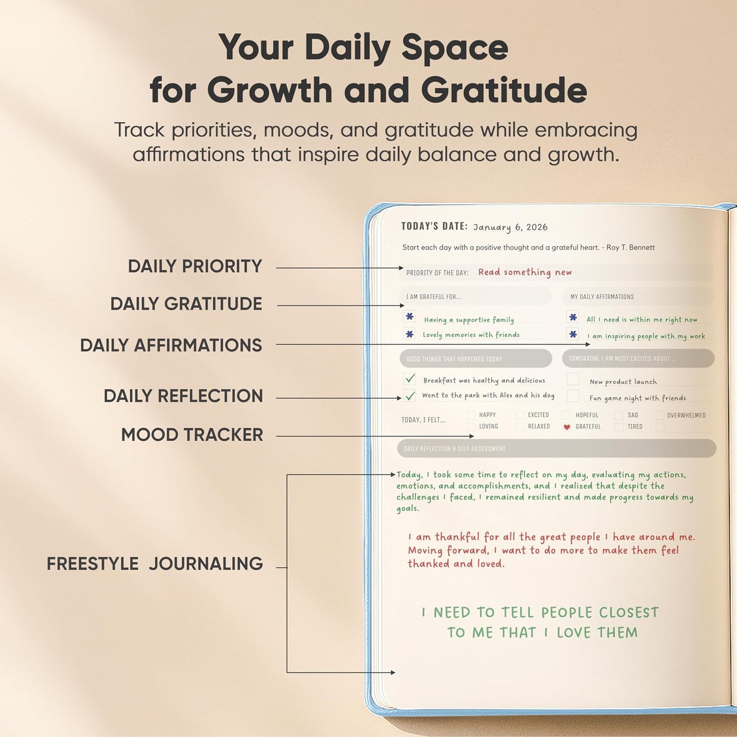 Best Daily Journal for Men & Women - Gratitude, Manifestation & Guided Journal with Prompts for Personal Growth (A5, Blue) - PRODUCTIVITY STORE