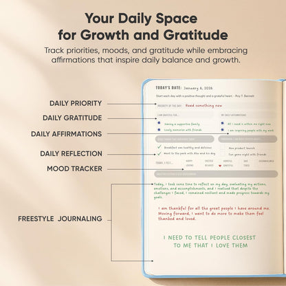 Best Daily Journal for Men & Women - Gratitude, Manifestation & Guided Journal with Prompts for Personal Growth (A5, Blue) - PRODUCTIVITY STORE