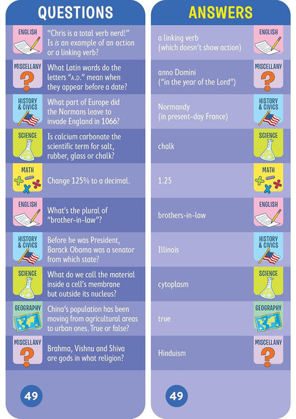 Brain Quest 7th Grade Smart Cards Revised 4th Edition (Brain Quest Smart Cards)