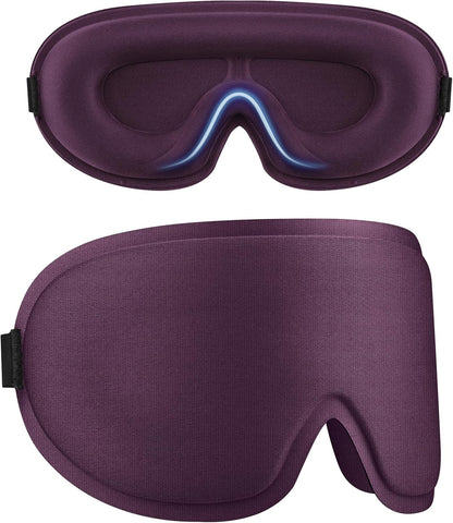 2 Pack Sleep Mask for Side Sleeper, Complete Light Blocking 3D Sleeping Eye Mask, Soft Breathable Eye Cover for Women Men, Travel, Nap, Relaxing Zero Pressure Night Blindfold (Pink+Purple)