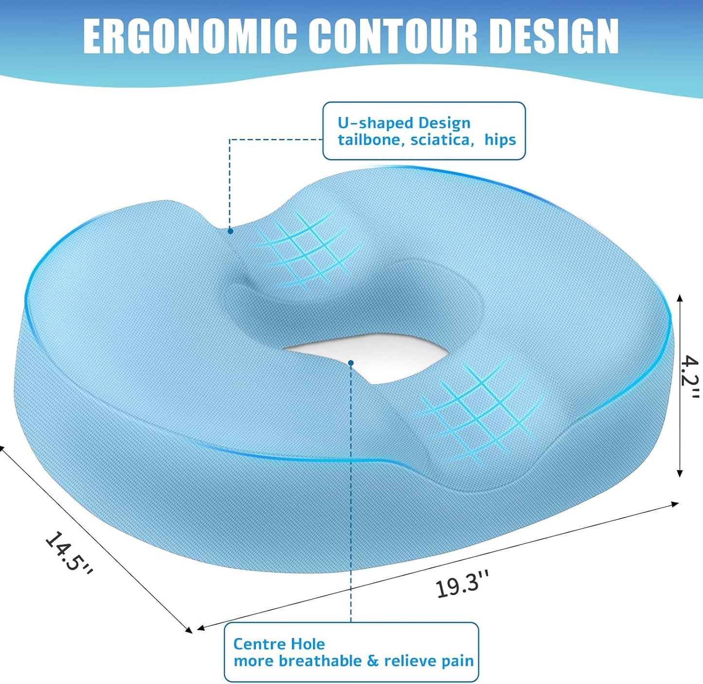 BlissTrends Donut Pillow Seat Cushion, Memory Foam Lifting Cushions(Black) | Donut Chair Cushions for Postpartum Pregnancy & Hemorrhoids,Tailbone Pain Relief Cushion for Office&Home Chairs