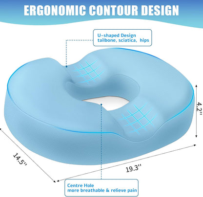 BlissTrends Donut Pillow Seat Cushion, Memory Foam Lifting Cushions(Black) | Donut Chair Cushions for Postpartum Pregnancy & Hemorrhoids,Tailbone Pain Relief Cushion for Office&Home Chairs