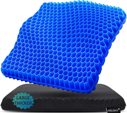 Gel Seat Cushion for Long Sitting - 1.65inch Double Thick Cooling Egg Cushion for Back, Hip, Sciatica, Coccyx, Tailbone Pain Relief - Office Chair Car Seat Cushion – Wheelchair Cushions