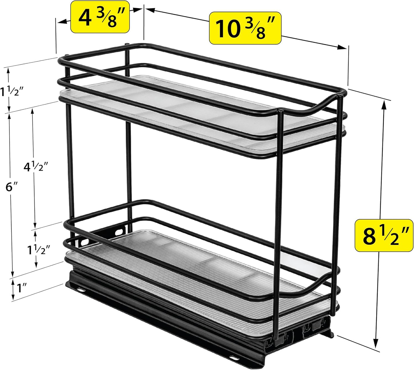 LYNK PROFESSIONAL® Pull Out Spice Organization for Cabinets - 4-3/8 inch Wide – Spice Rack for Inside Cabinets, Slide Out Spice Rack Organizer for cabinet – Pull Out Spice Rack, Sliding 2 Tier Chrome
