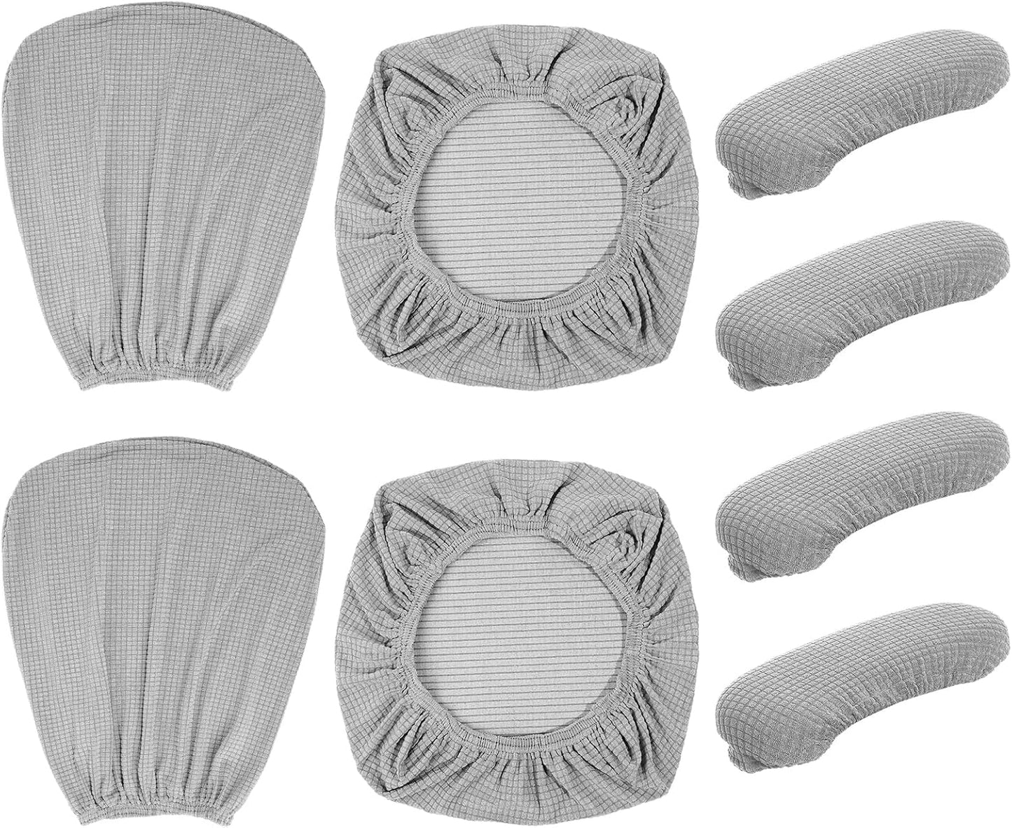 Tallew 4 Pcs Office Chair Covers Set Computer Universal Protective Stretchable Chair Seat Covers Desk Armrest Slipcovers Pads Office Cushion Backrest for Rotating (XL,Silver Gray)