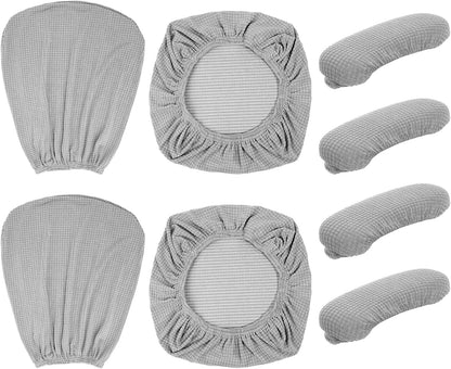 Tallew 4 Pcs Office Chair Covers Set Computer Universal Protective Stretchable Chair Seat Covers Desk Armrest Slipcovers Pads Office Cushion Backrest for Rotating (XL,Silver Gray)