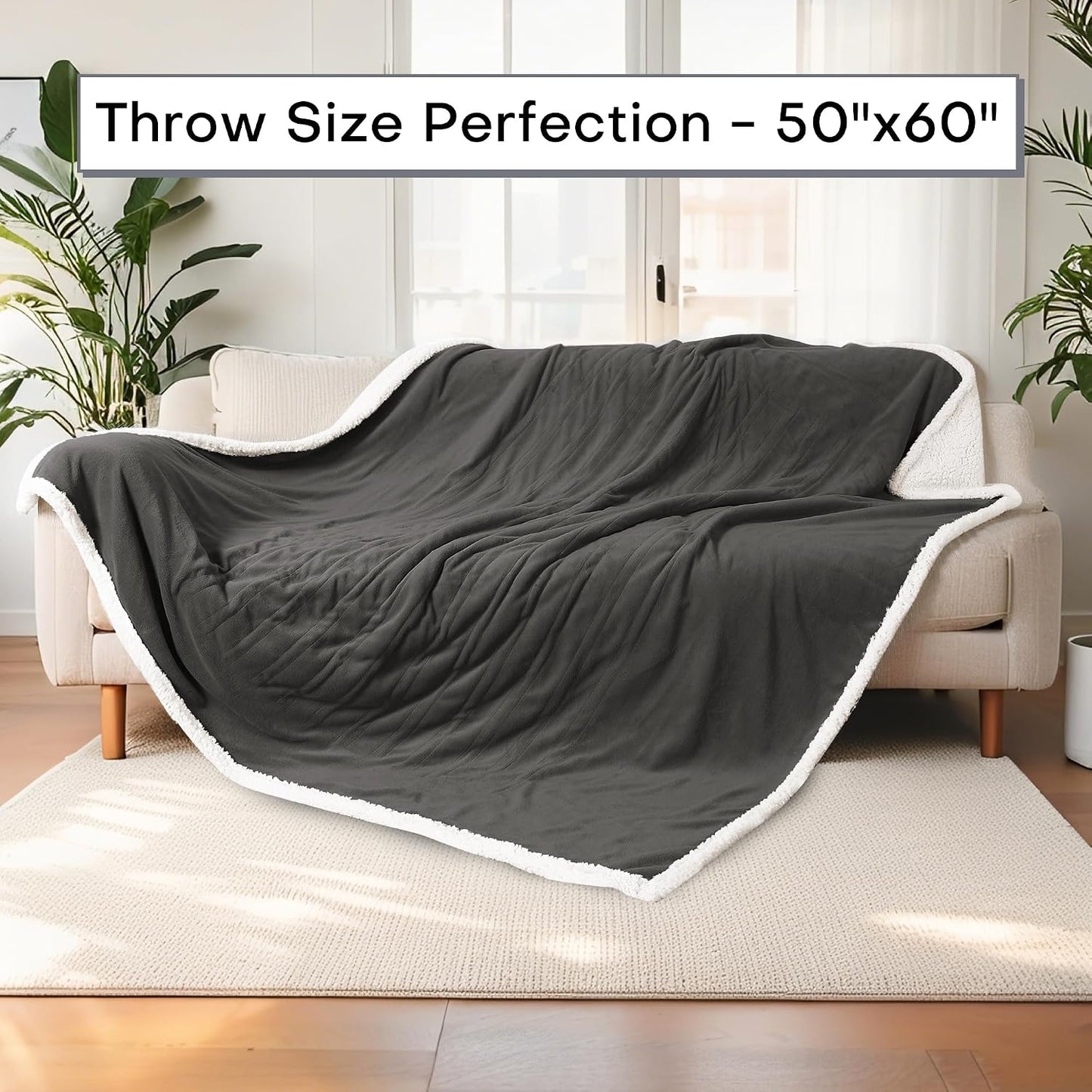 Electric Heated Blanket Full Size 72"x84" – Light Gray | ETL for Safe Overnight, 4 Heat Settings & 10H Auto Off, Dual-Sided Microplush Sherpa for Home Night, Machine washable
