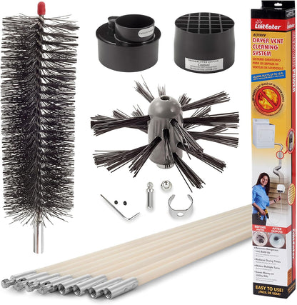 Dryer Vent Duct Cleaning Kit - Gardus RLE202 LintEater Rotary Dryer Vent Cleaner Kit, Removes Lint, Dryer Vent Cleaning System Extends Up to 12’ with 4 Flexible 3' Rods, Air Duct Cleaning Tools