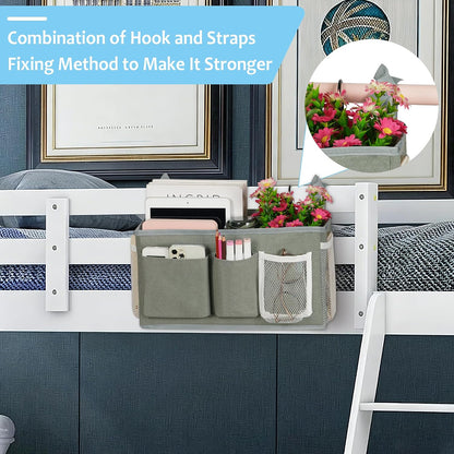 Lilithye Bedside Caddy, Bedside Storage Bag Hanging Organizer for Bunk Bed
