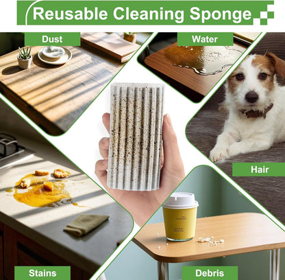 Jeymei Damp Clean Duster Sponge,4Pcs Grey Dust Sponge for Cleaning | Damp Dusting Sponge with Ridges,Baseboard Cleaning Tool,Reusable Wet Duster Sponge,Household Cleaning Sponges for Blinds