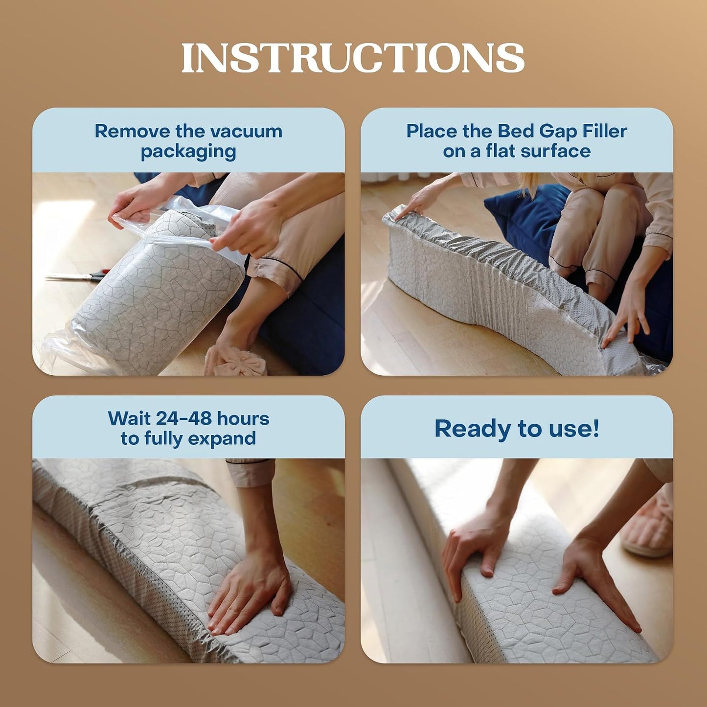 FeelAtHome Twin Bed Gap Filler, 0-8" Adjustable Headboard Wedge Pillow | Premium Foam Mattress Extender Closes The Crevice Between Wall & Bed. Ideal Gap Stopper for College Dorms & Guest Rooms